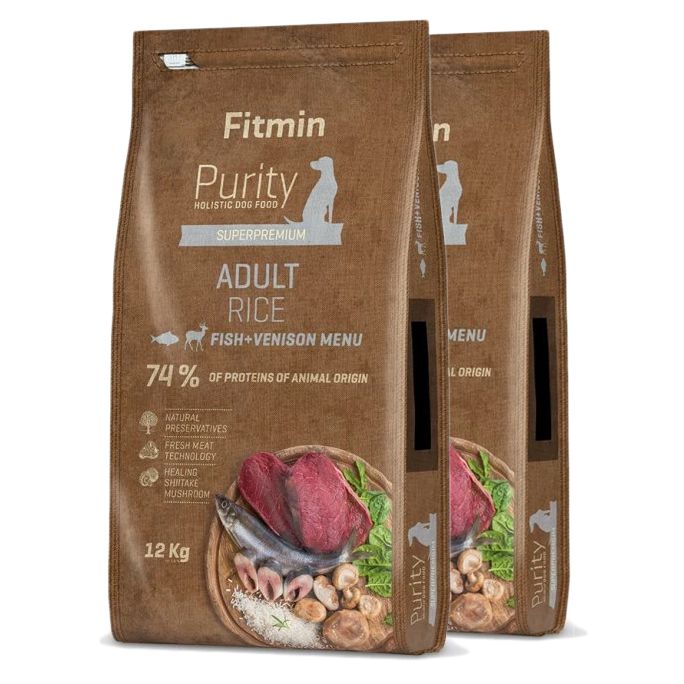 Fitmin Purity Adult Rice Fish & Venison 2 x 12 kg