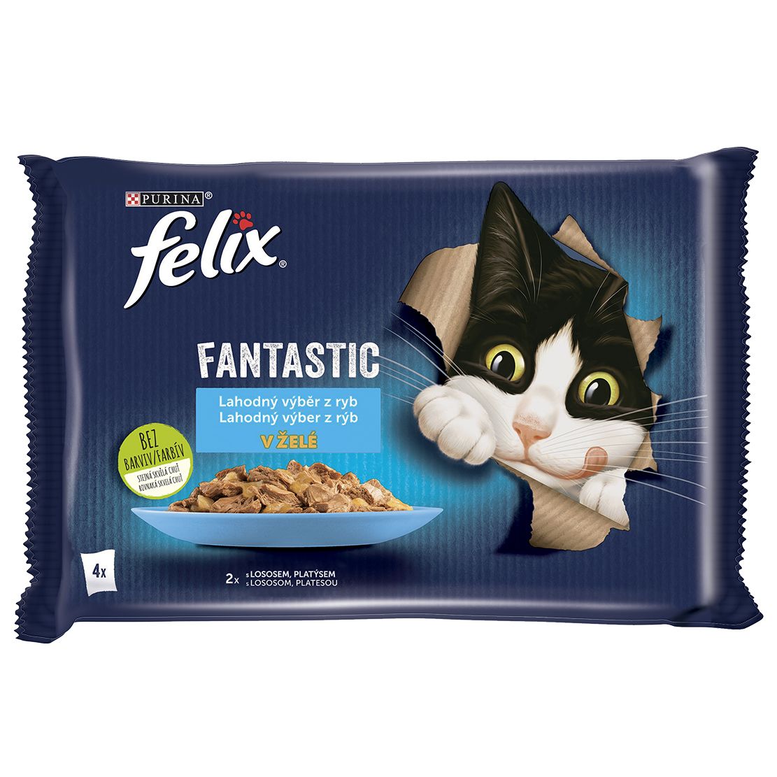 Kapsice FELIX Fantastic s lososom i plodovima mora u želeu 4 x 85 g