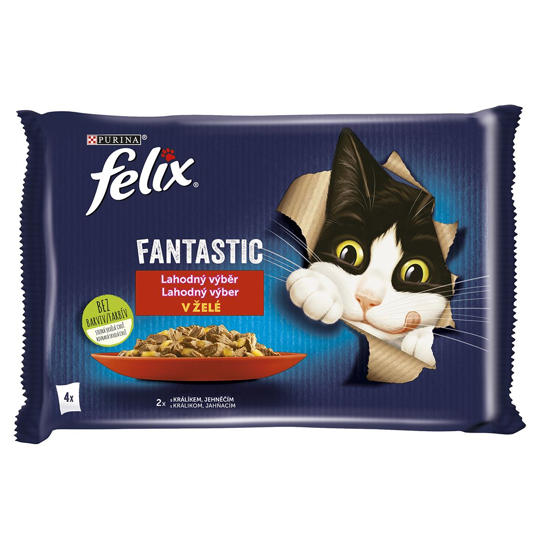 Konzervice FELIX Fantastic s kunićem i janjetinom u želeu 4 x 85 g