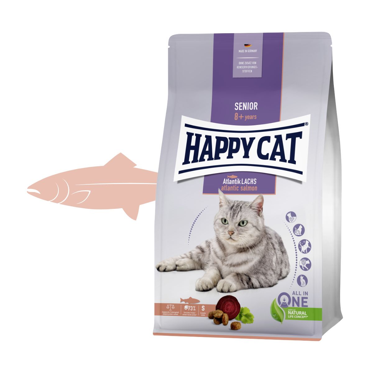 Happy Cat Senior Atlantik-Salmon / Losos 1,3 kg