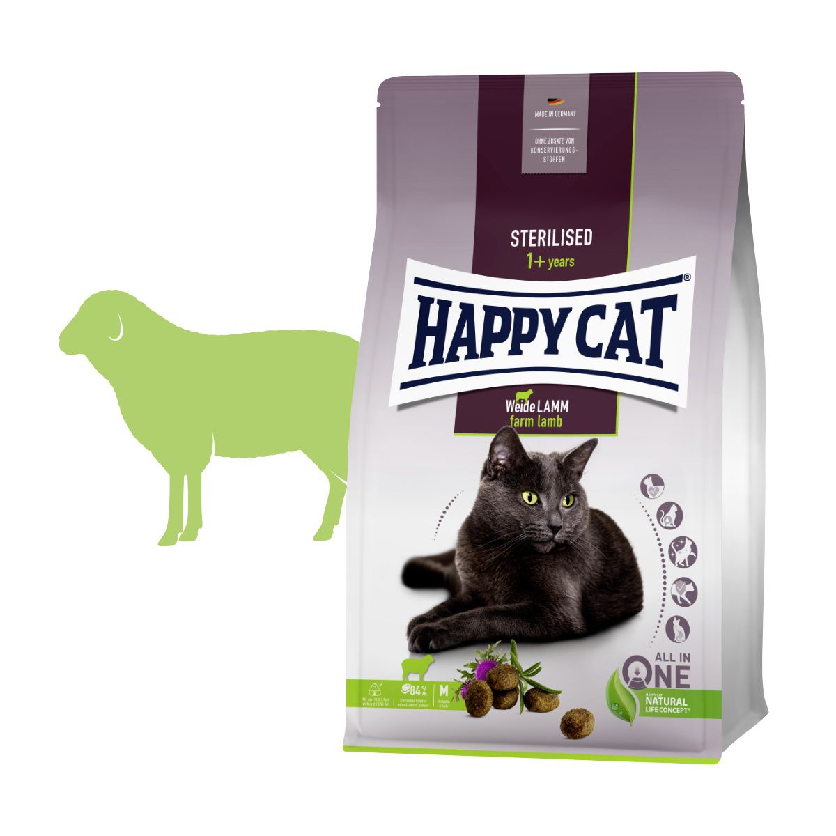 Happy Cat Sterilised Weide-Lamb / Janjetina 4 kg