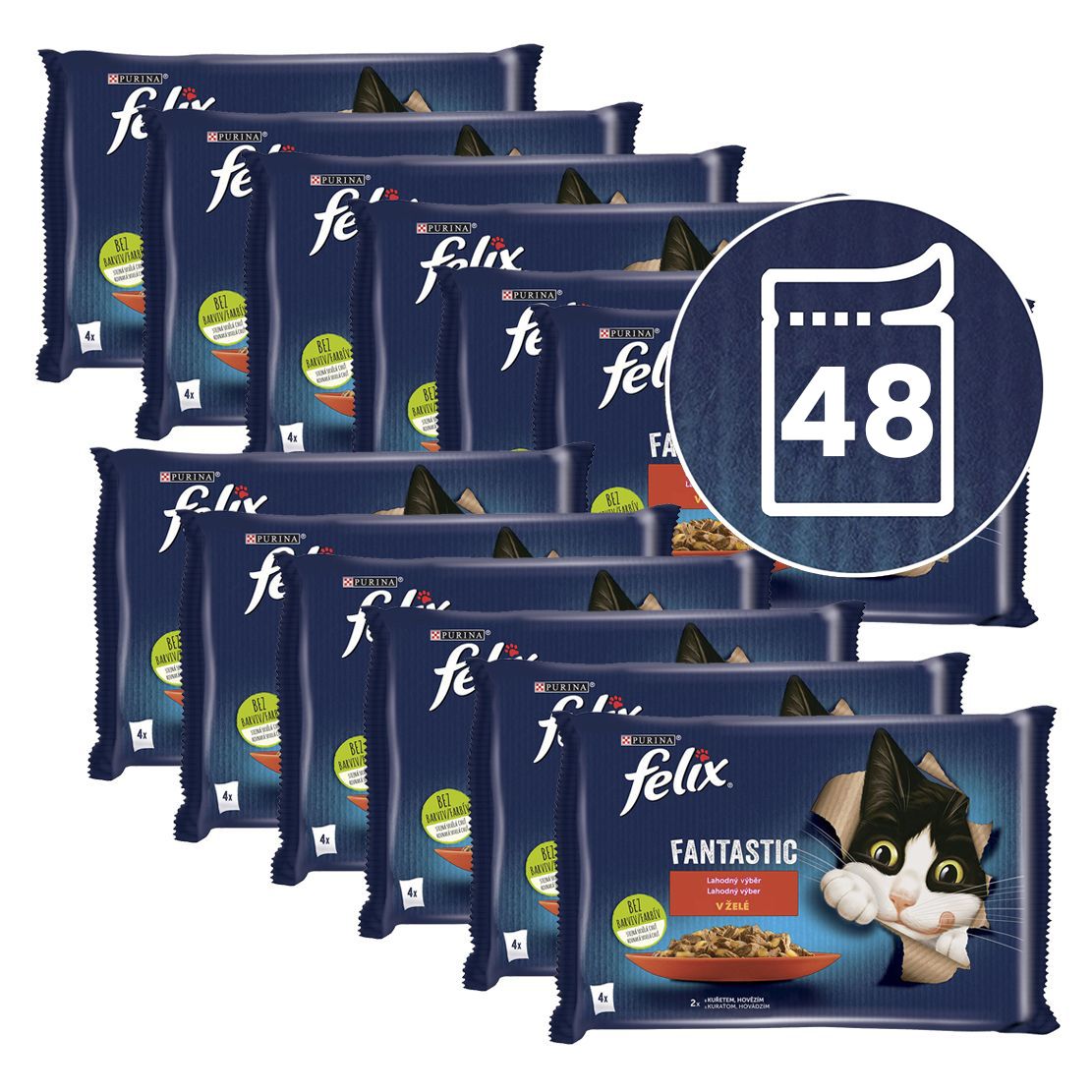 FELIX Fantastic konzervice s govedinom i piletinom u želeu 48 x 85 g