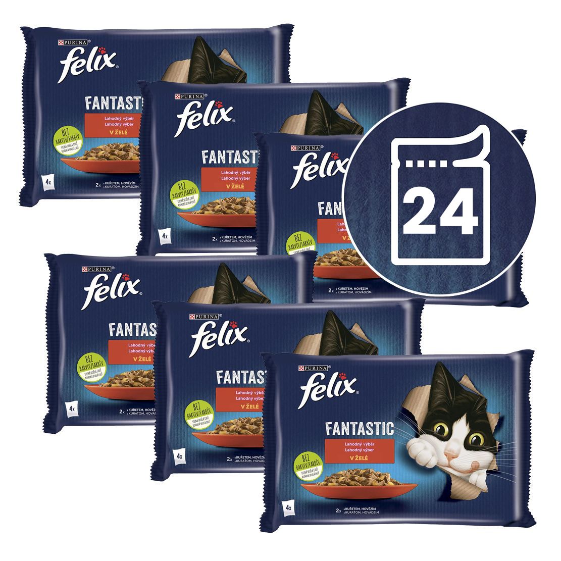 Kapsice FELIX Fantastic s govedinom i piletinom u želeu 24 x 85 g