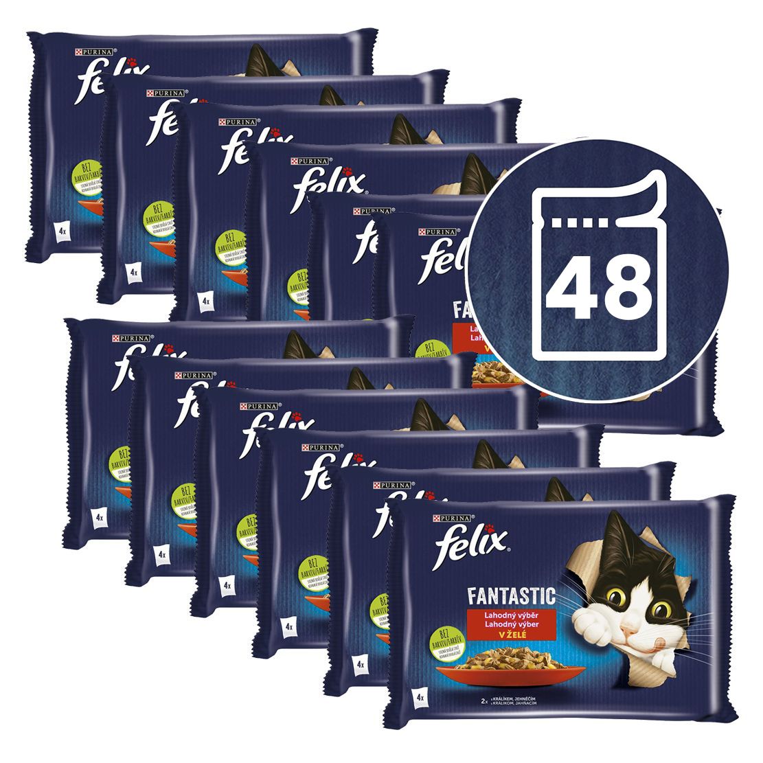 Kapsice FELIX Fantastic s kunićem i janjetinom u želeu 48 x 85 g
