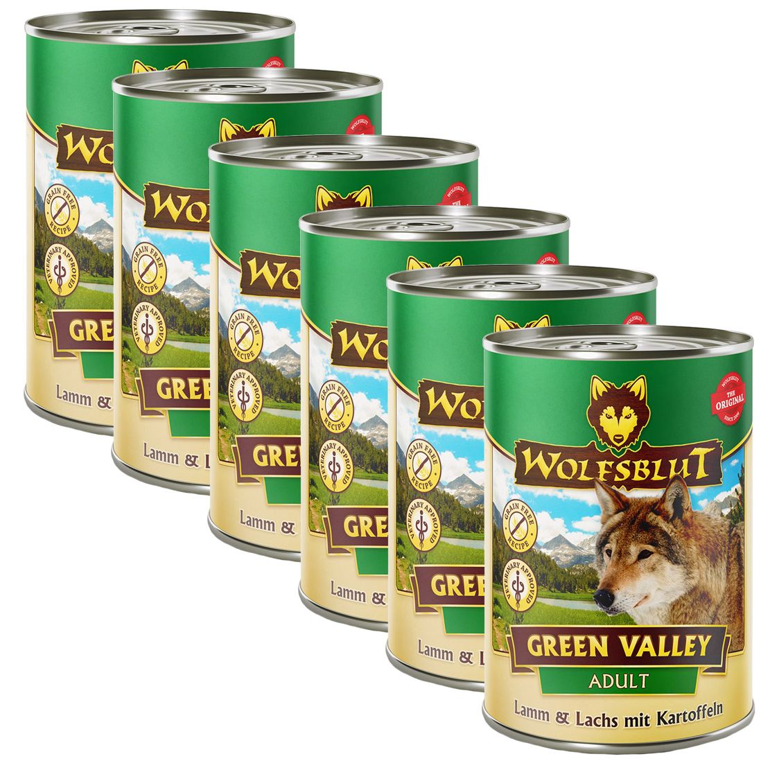 Konzerva Wolfsblut Green Valley Jagnjetina & Losos 6 x 395 g