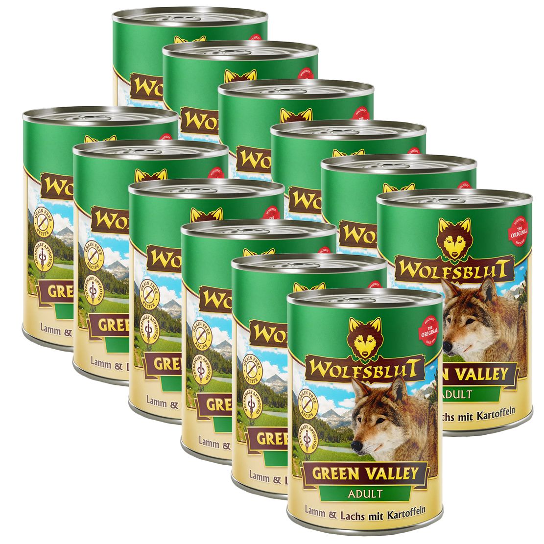 Konzerva Wolfsblut Green Valley Jagnjetina & Losos 12 x 395 g