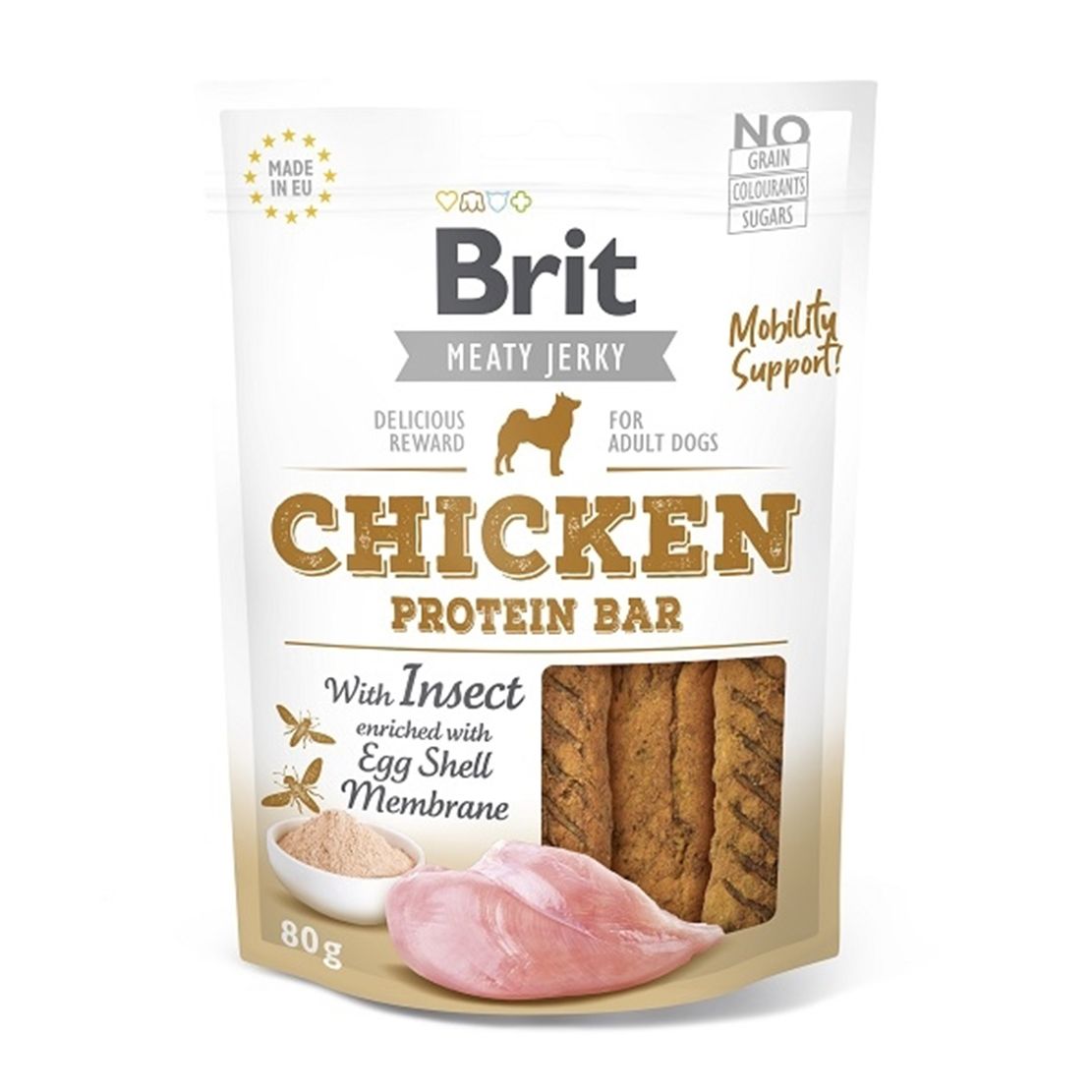 Brit Jerky Piletina s Proteinom iz Insekata 80 g