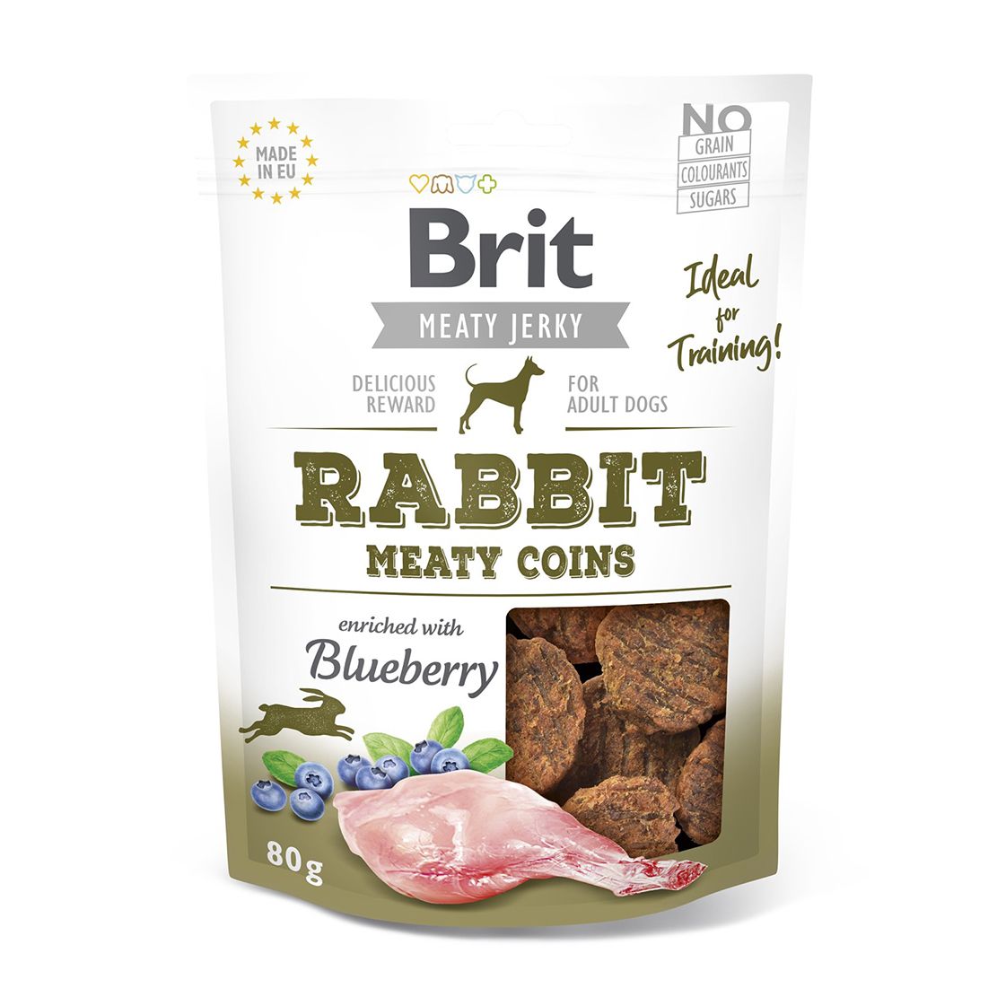 Brit Jerky Zajac Mäsové Mince 80 g