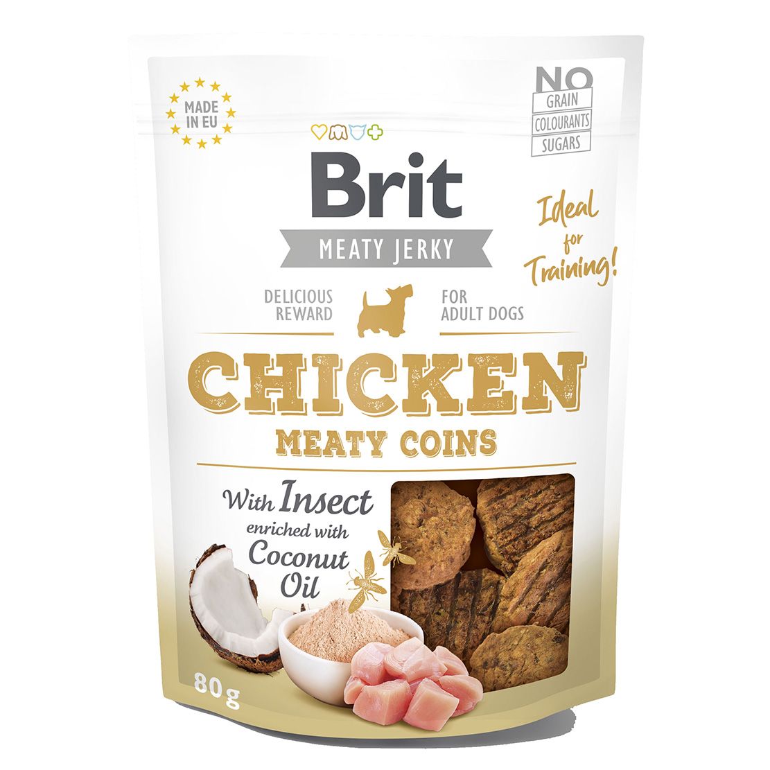 Brit Jerky Piletina s Insektima Mesni Novčići 80 g