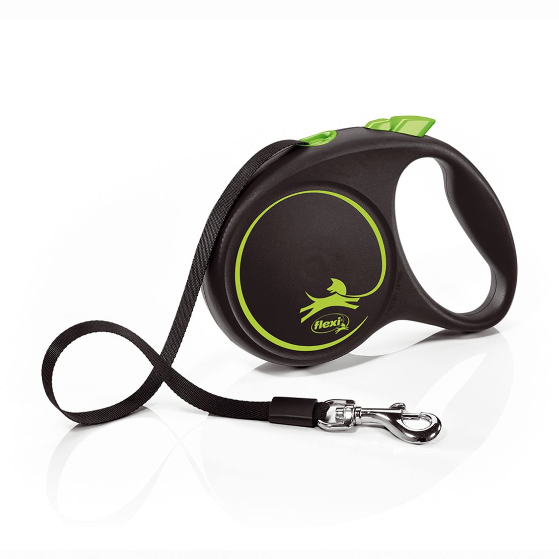 Flexi Black Design povodac M do 25kg, 5m trak – zelena