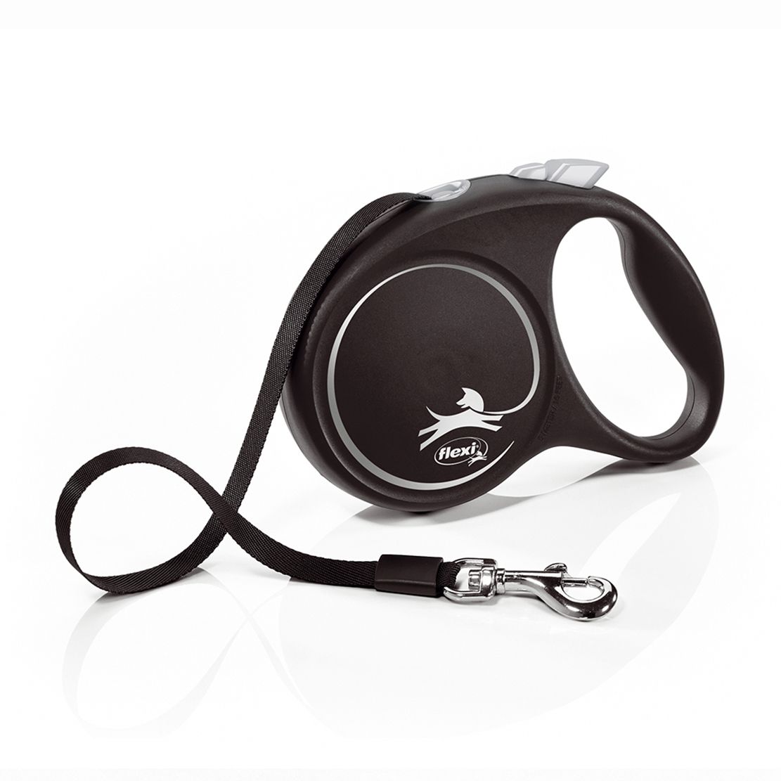 Flexi Black Design povodac M do 25kg, 5m trak – crna