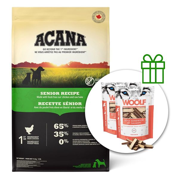 Acana Senior Recipe 11,4 kg + 2x poslastice GRATIS