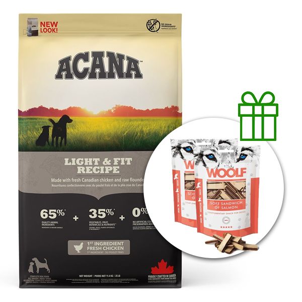 Acana Light & Fit Recipe 11,4 kg + 2x poslastice GRATIS
