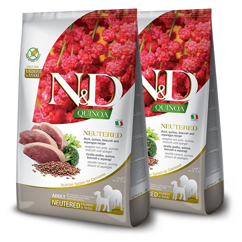 Farmina N&D dog QUINOA (GF) adult medium & maxi, neutered duck 2 x 12 kg