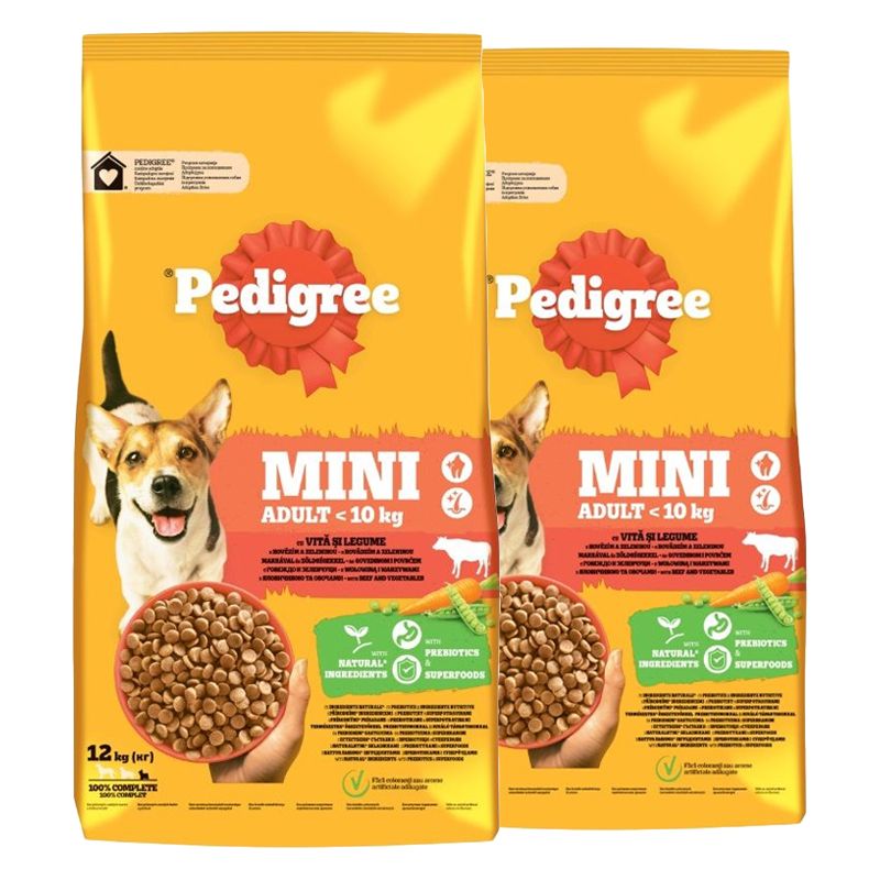 Pedigree Adult Mini govedina i povrće 2 x 12 kg
