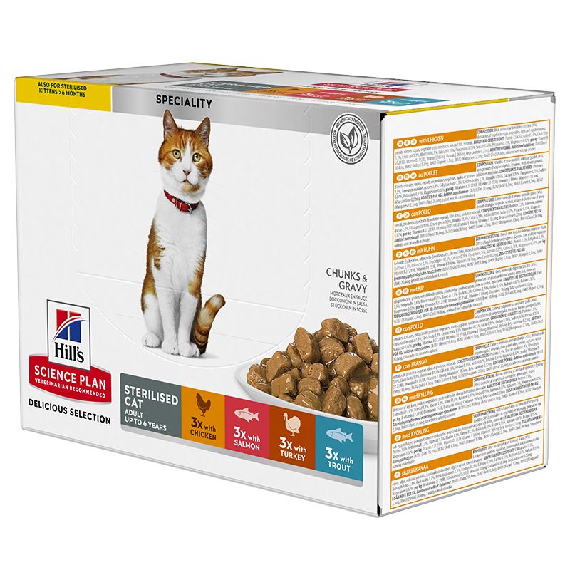 Hill's Science Plan Feline Young Adult Sterilised Piletina & Riba & Pastrva & Puretina 12 x 85 g