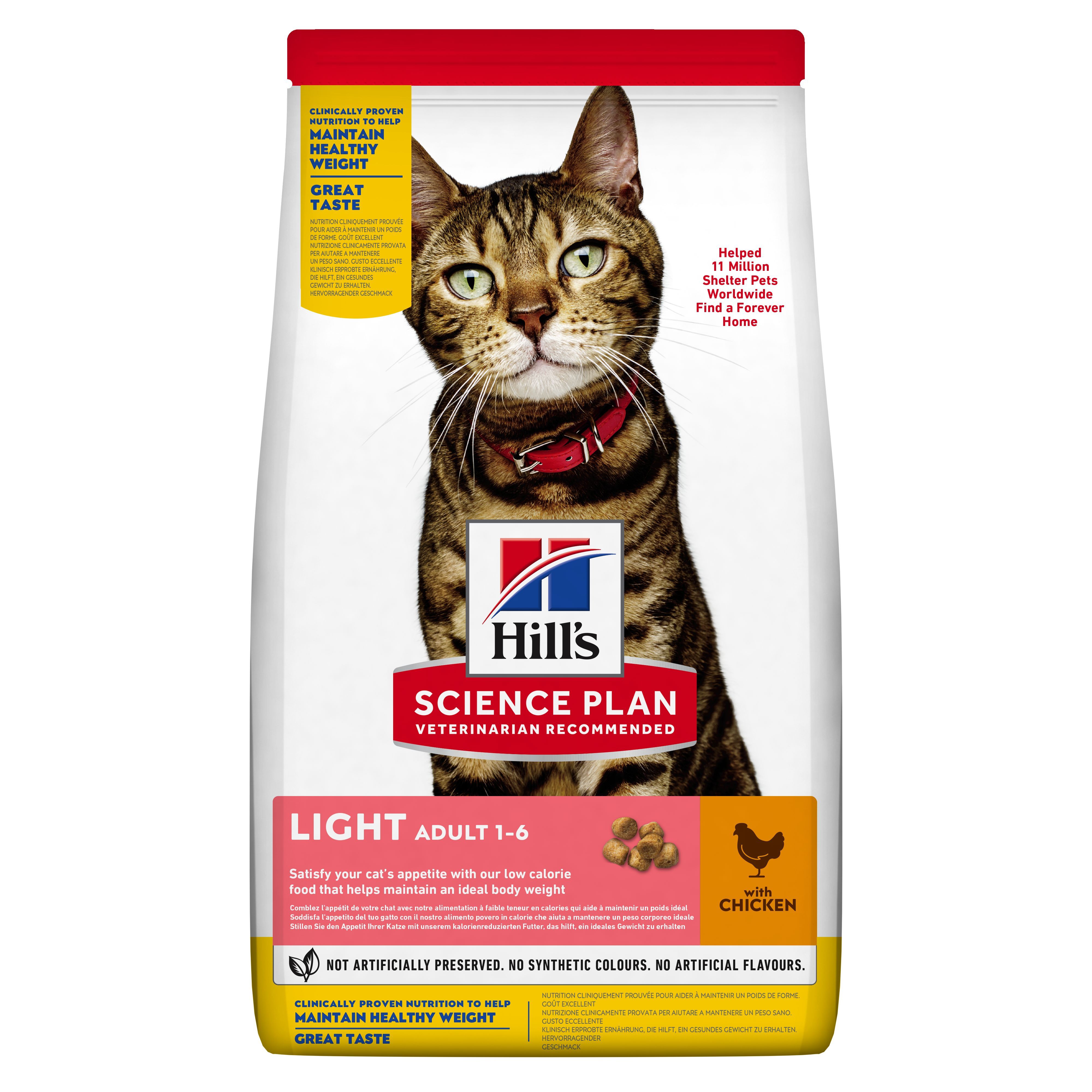 Hill's Science Plan Light suho krmivo za odrasle mačke s piletinom 10 kg