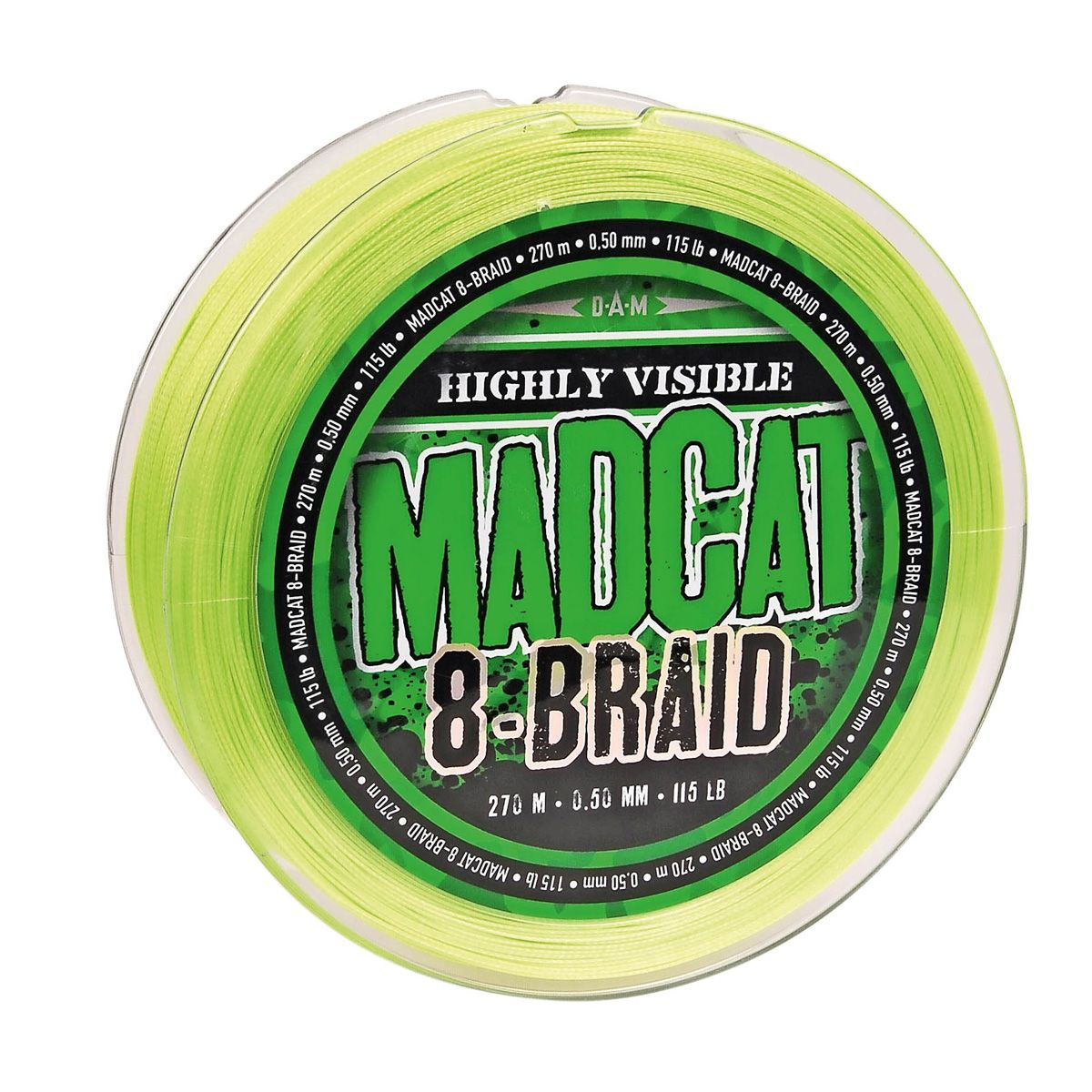 MADCAT pletena struna 8-BRAID 270M HI VIS YELLOW 0.35MM 29.5KG 65LBS