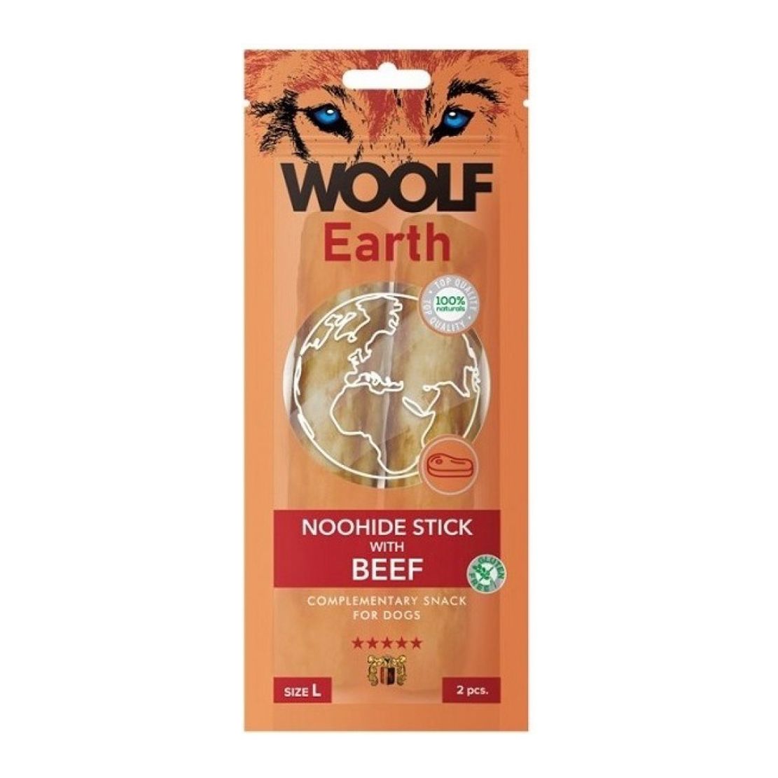 Woolf Dog Earth NOOHIDE L štapići with Beef 85 g
