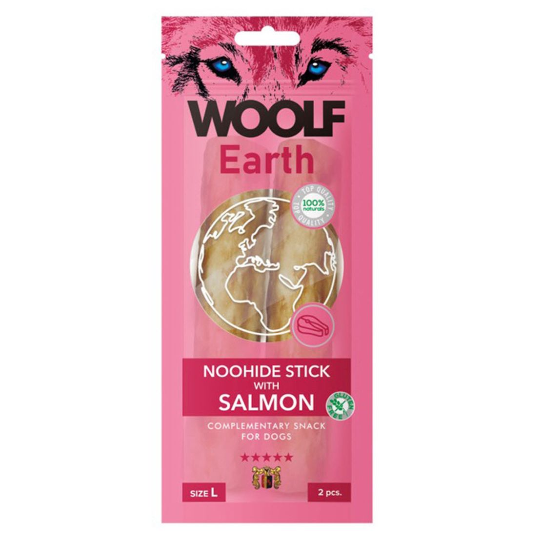 Woolf Dog Earth NOOHIDE L Sticks with Salmon 85 g