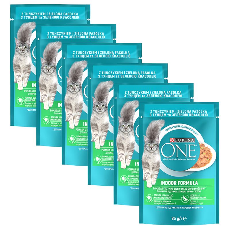 PURINA ONE INDOOR mini fileti s tunjevinom i zelenim mahunama u umaku 6 x 85 g