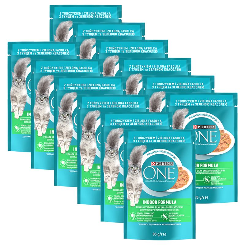 PURINA ONE INDOOR mini fileti s tunjevinom i zelenim mahunarkama u umaku 12 x 85 g
