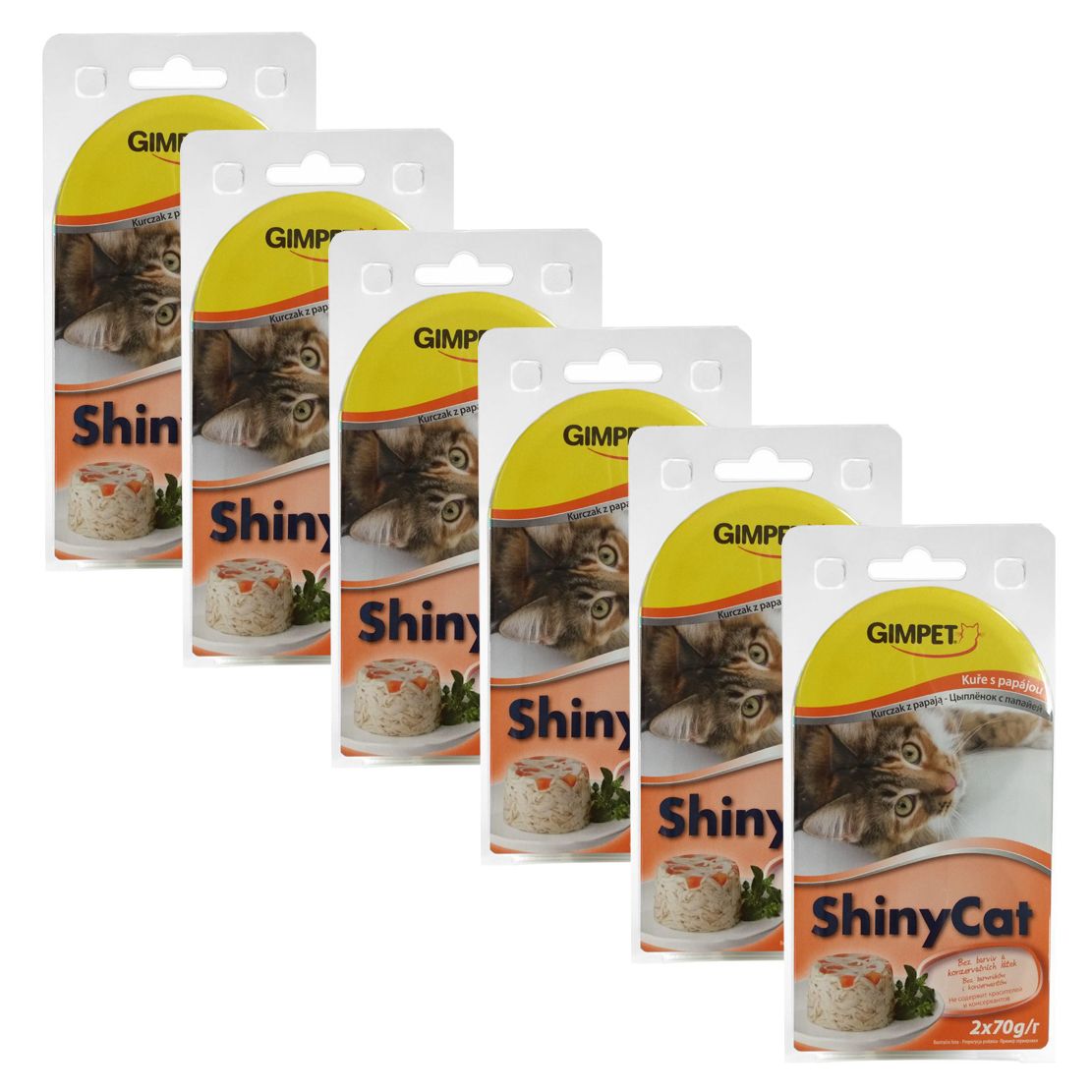 GimCat ShinyCat piletina + papaja 12 x 70 g