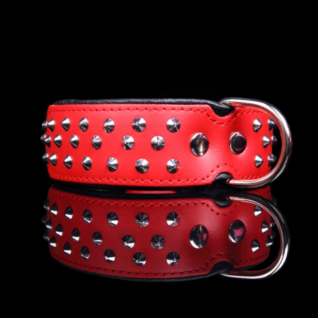 Ogrlica s zakovicama, crveno-crna 4 cm x 33 - 42 cm