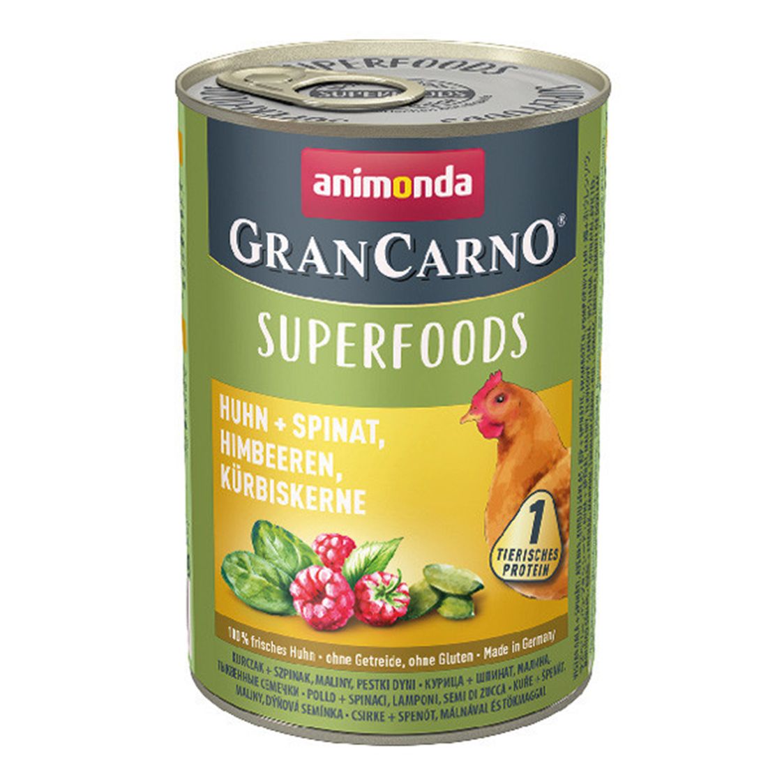 Animonda GranCarno Superfoods - piletina + špinat i maline 400g