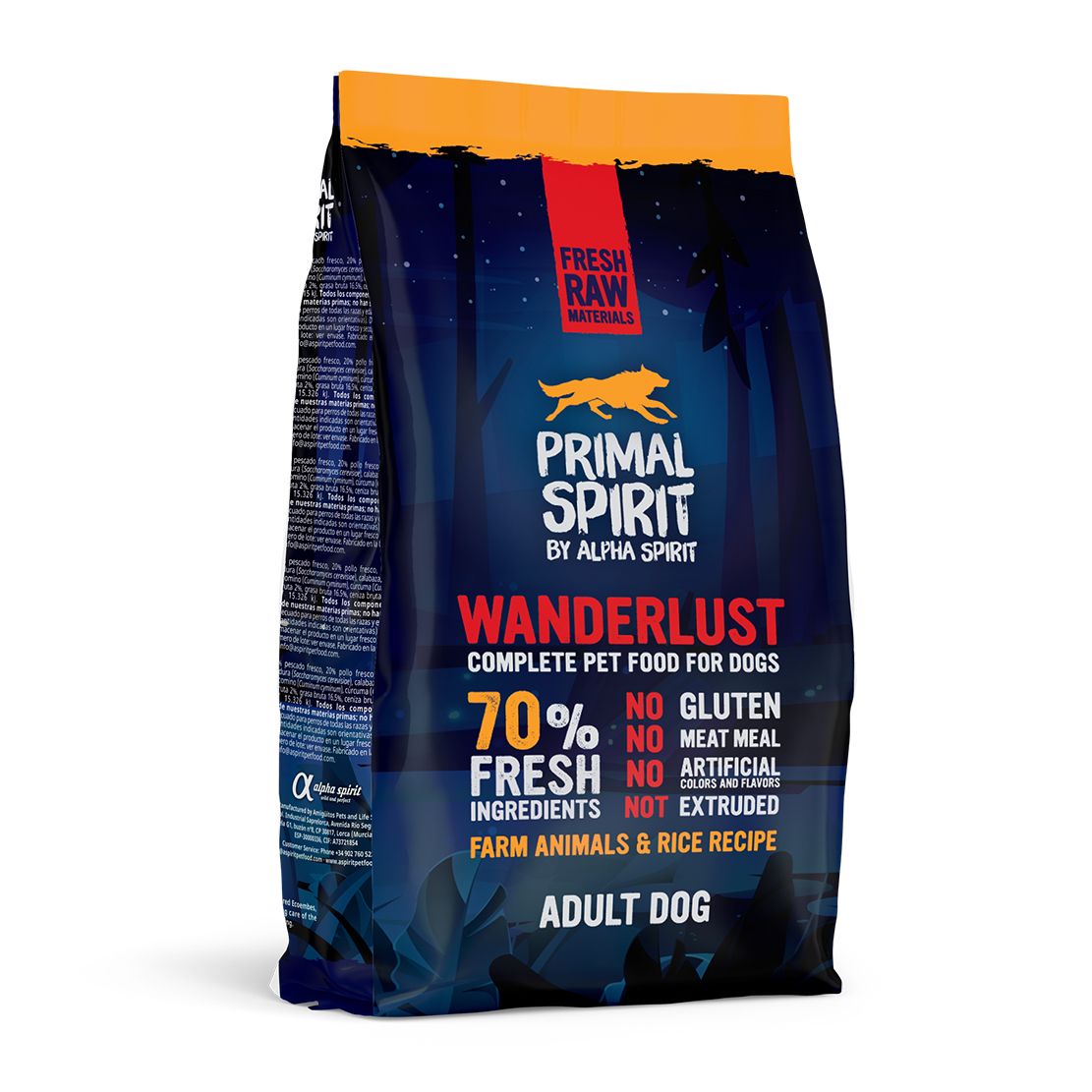 Primal Spirit Dog 70% Wanderlust - piletina i losos 1kg