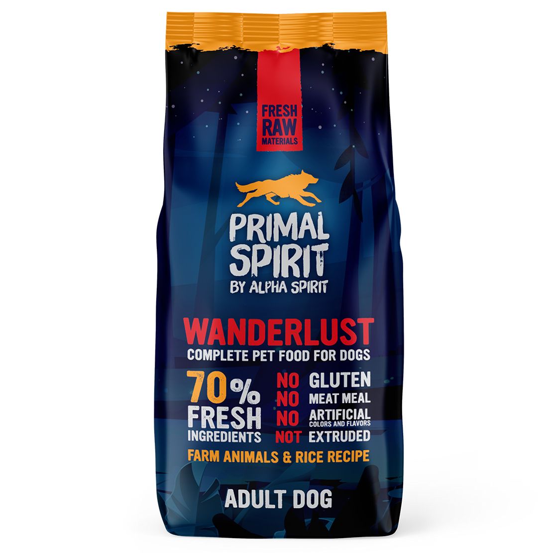 Primal Spirit Dog 70% Wanderlust - piletina i losos 12kg