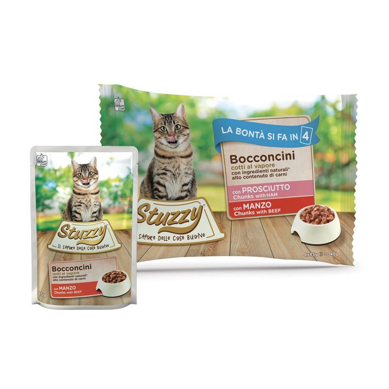 Stuzzy Cat Chunks MULTIPACK goveđa i svinjska mesna zrna 4 x 85 g