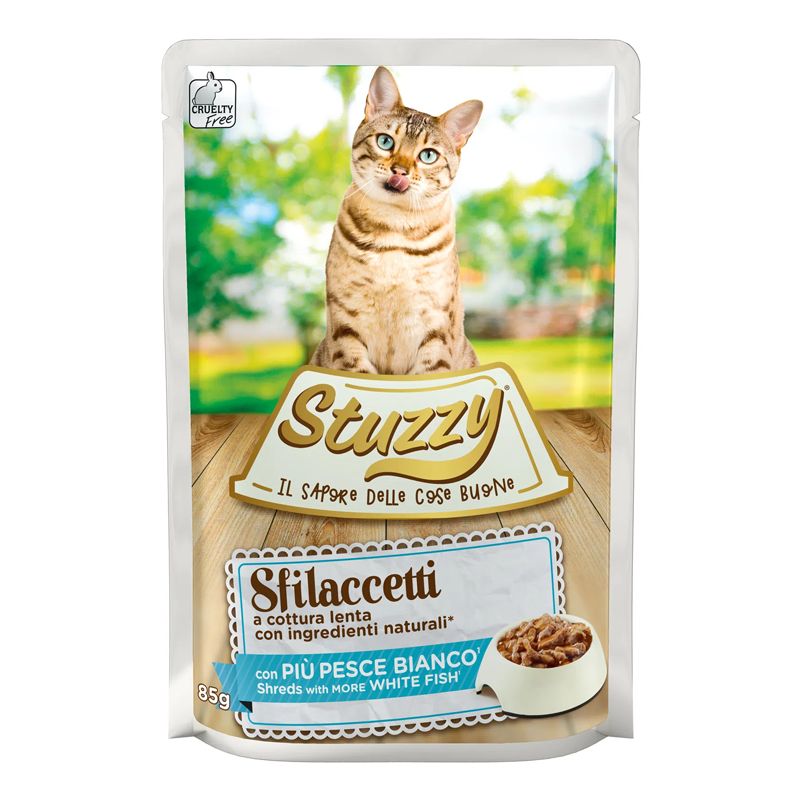 Stuzzy Cat Shreds komadi mesa od bijelih riba 85 g
