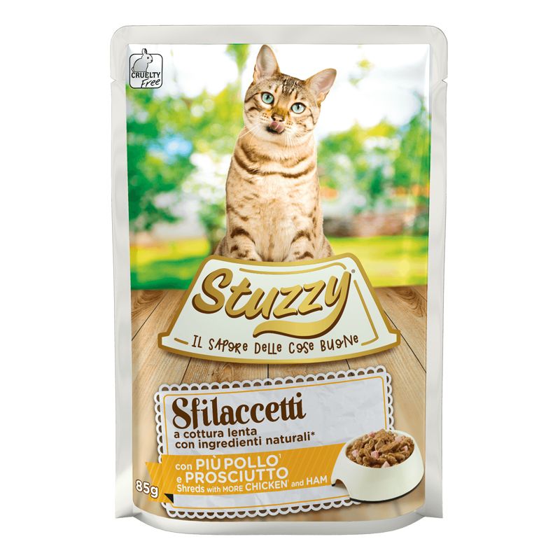 Stuzzy Cat Shreds piletina s šunkom 85 g