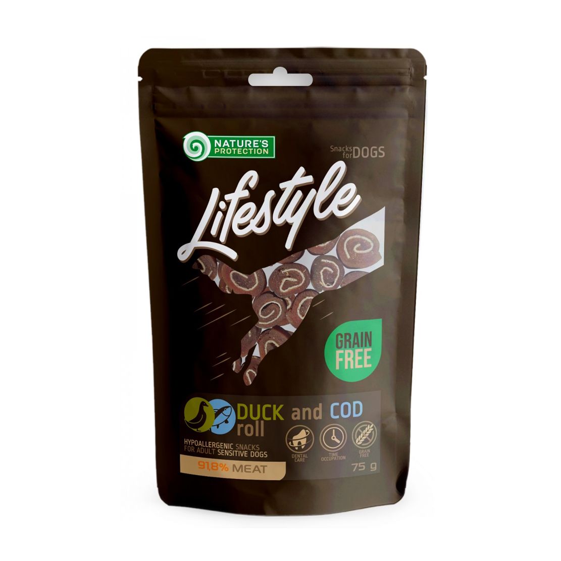 Natures Protection Lifestyle dog duck & cod rolls 75 g