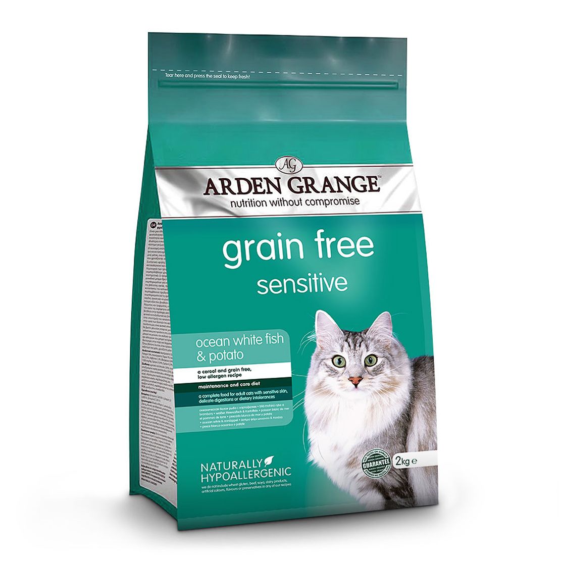 ARDEN GRANGE GF Cat Sensitive Ocean White Fish & Potato 2 kg