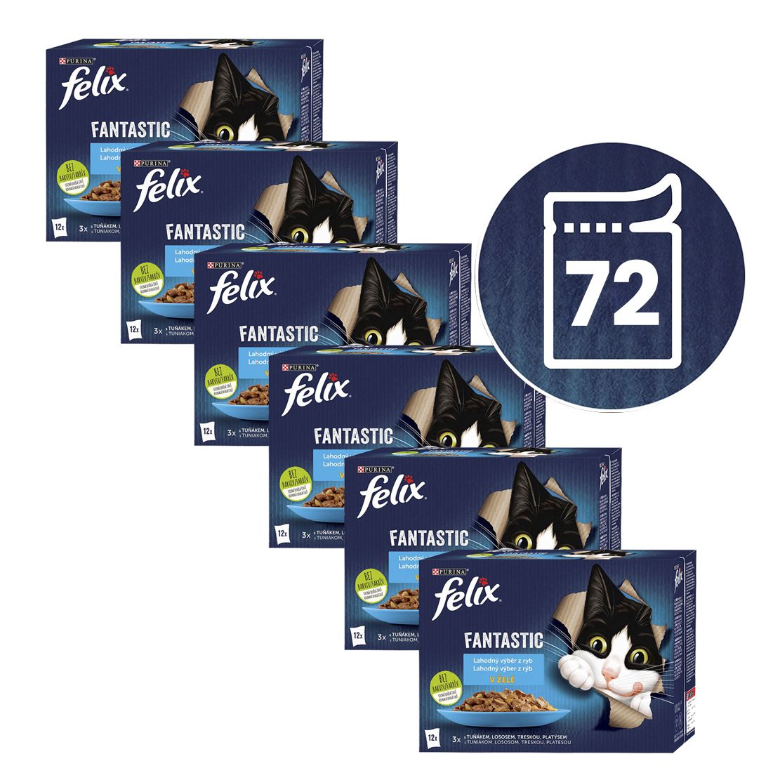 FELIX Fantastic izbor s lososom, plodovima mora, s tunom, s bakalarom 72 x 85 g