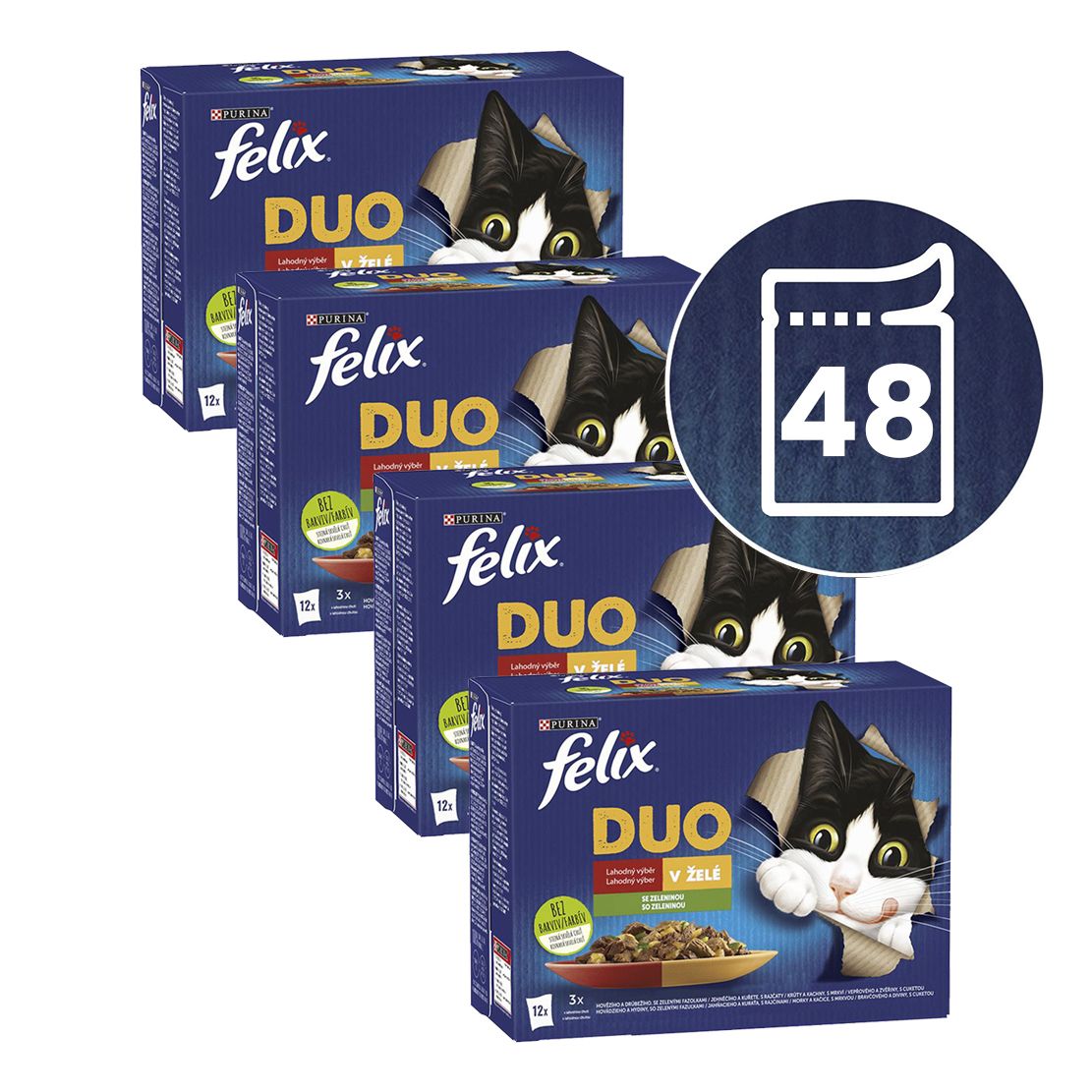 FELIX Fantastic DUO vrećice, ukusni izbor s povrćem u želeu 48 x 85 g