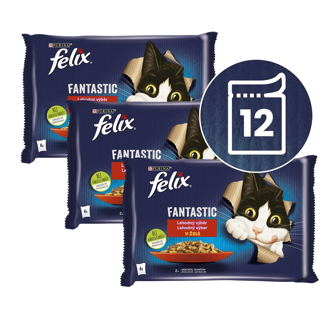 Kapsice FELIX Fantastic s kunićem i janjetinom u želeu 12 x 85 g