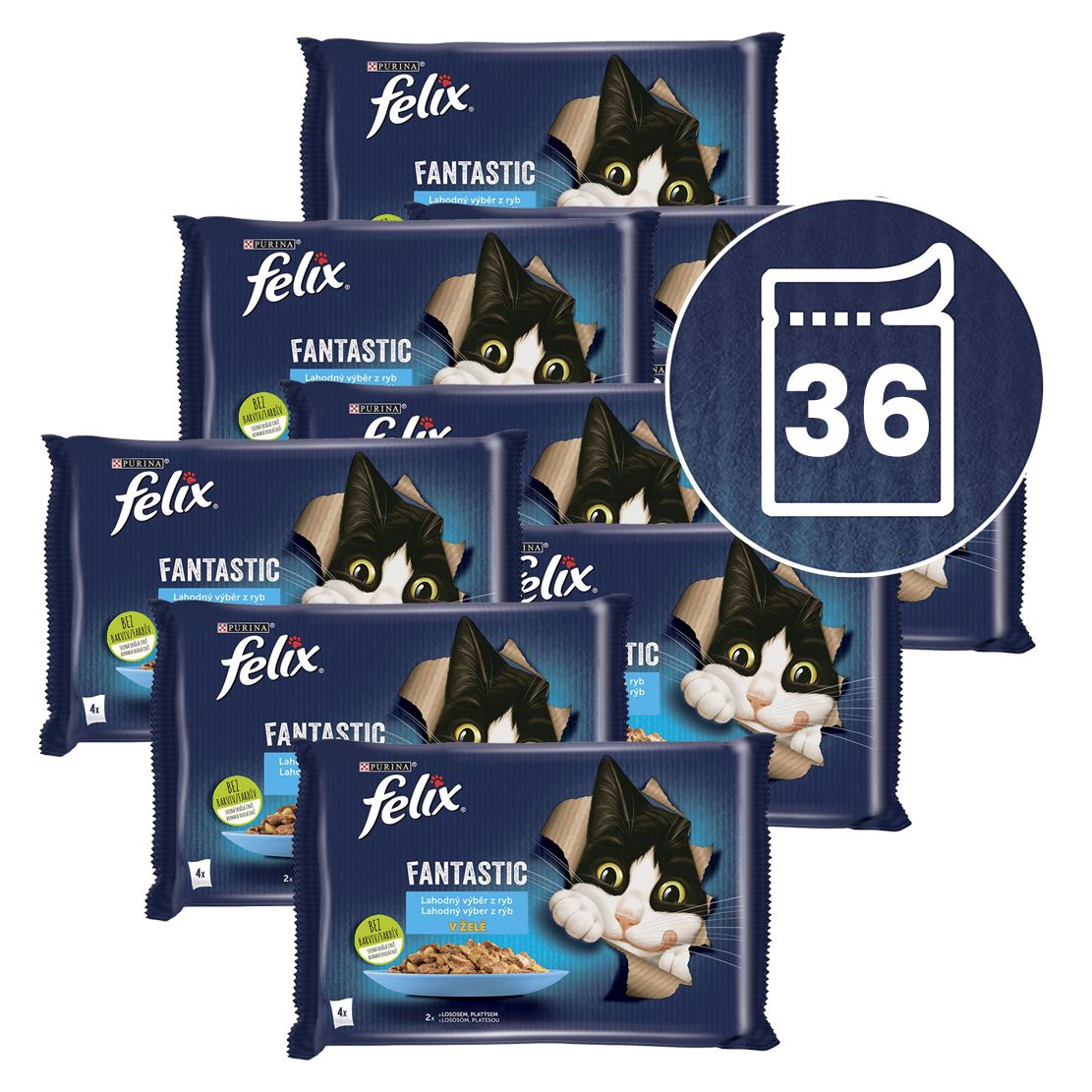 Kapsice FELIX Fantastic s lososom i plodovima mora u želeu 36 x 85 g
