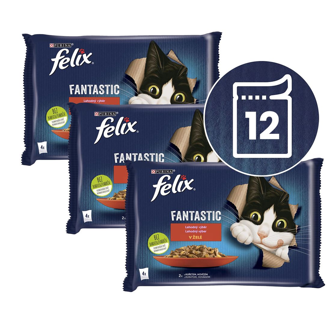 FELIX Fantastic konzervice s govedinom i piletinom u želeu 12 x 85 g