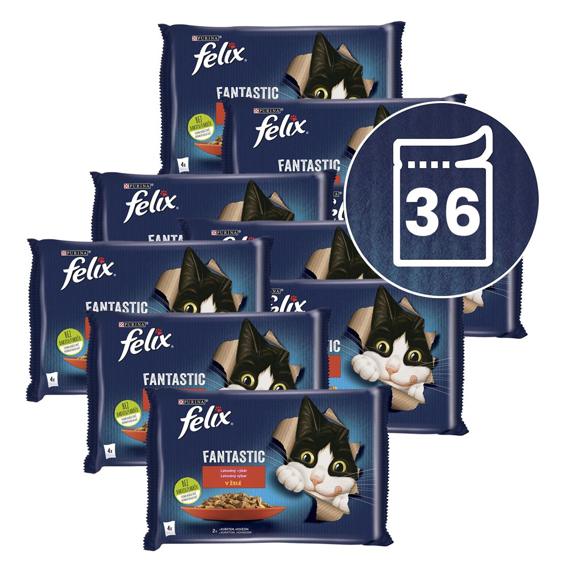 Kapsice FELIX Fantastic s govedinom i piletinom u želeu 36 x 85 g
