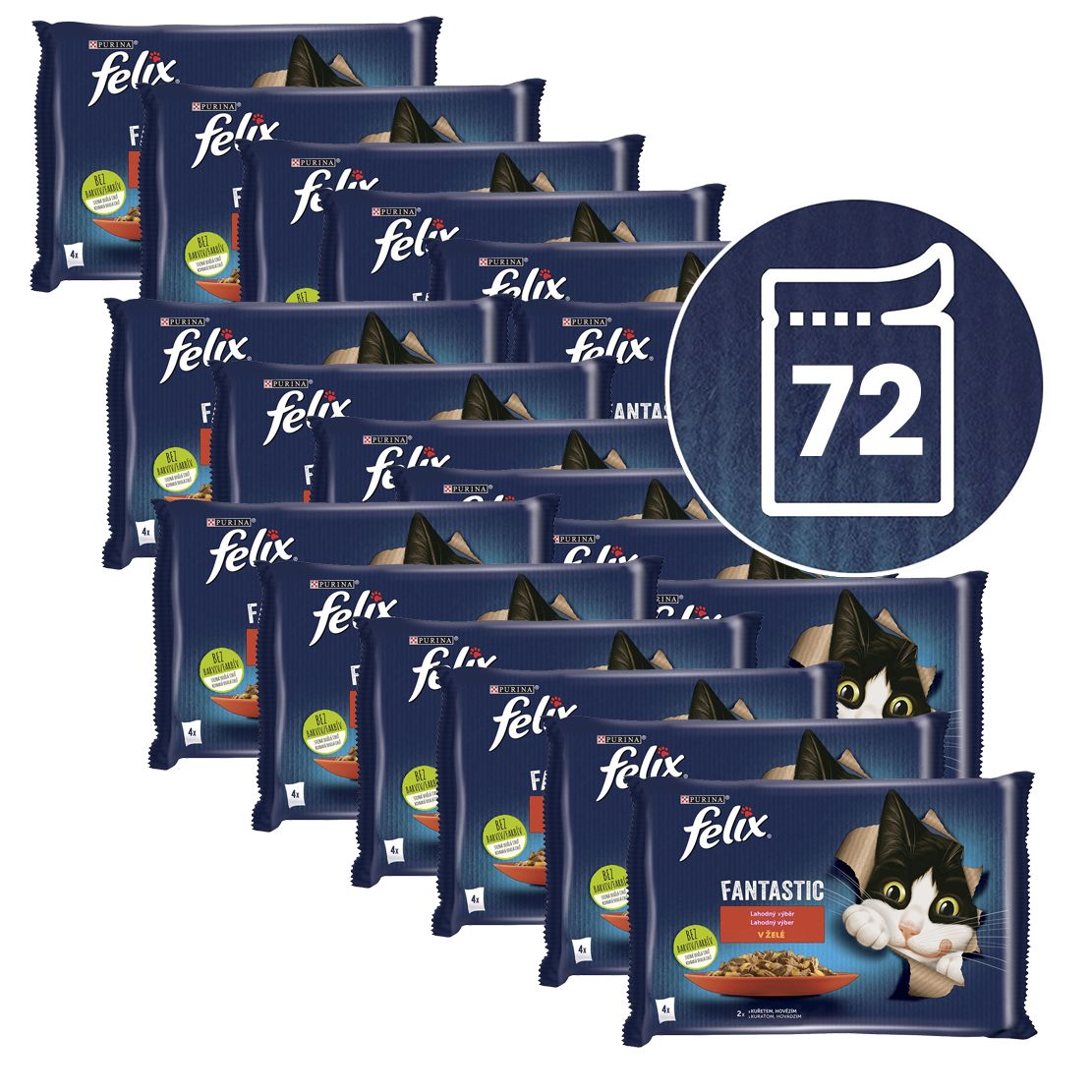 Kapsice FELIX Fantastic s govedinom i piletinom u želeu 72 x 85 g