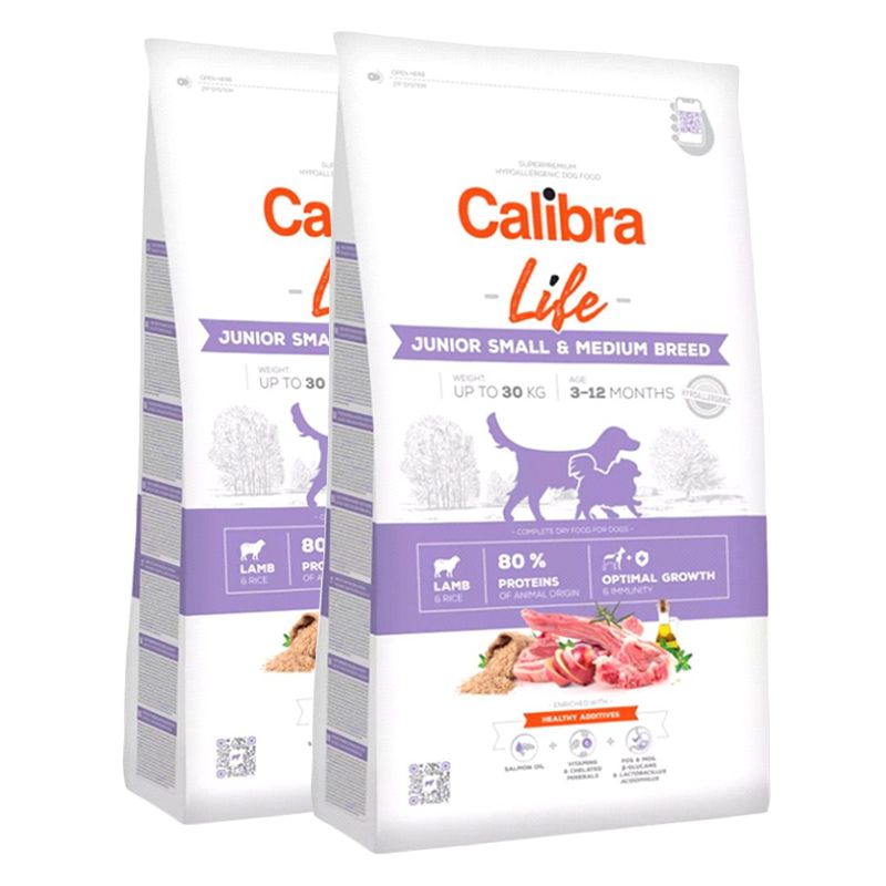 Calibra Dog Life Junior Small & Medium Breed Lamb 2 x 12 kg