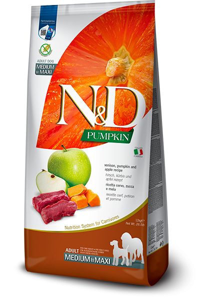 Farmina N&D dog GF PUMPKIN adult Medium & Maxi, venison & apple 12 kg