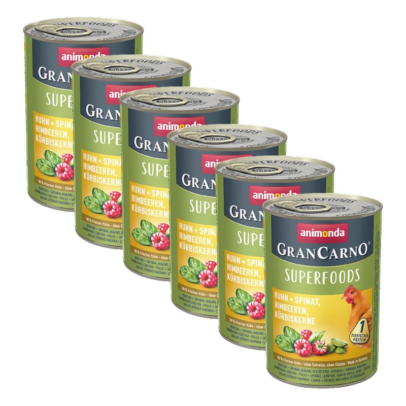 Animonda GranCarno Superfoods - piletina + špinat i maline 6 x 400g