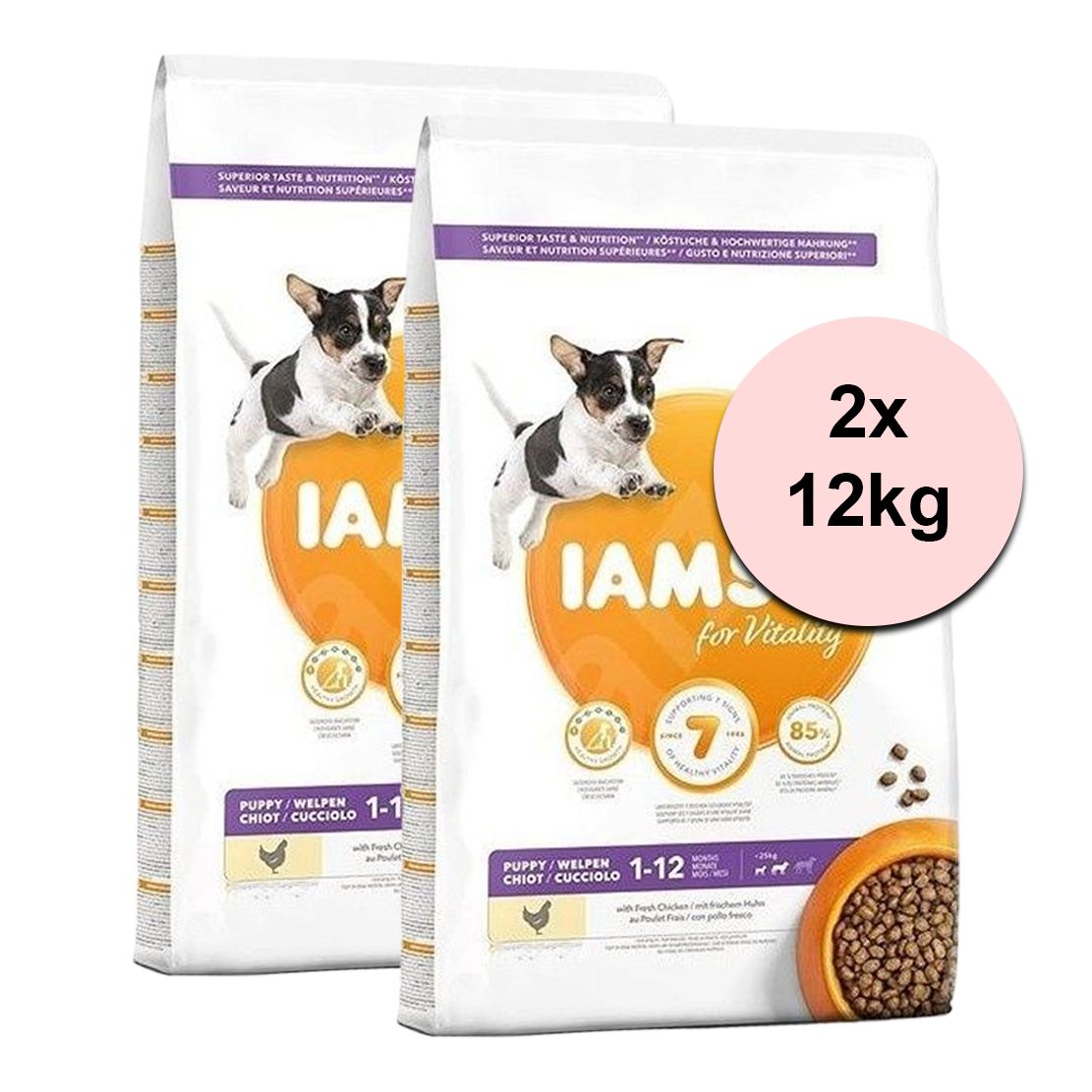 Iams Dog Puppy Small Medium Breed Chicken 2 x 12 kg