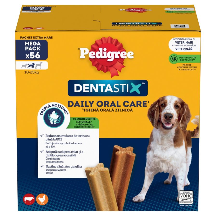 Tyčinke za pse Pedigree Denta Stix medium - 56 kom / 1140 g