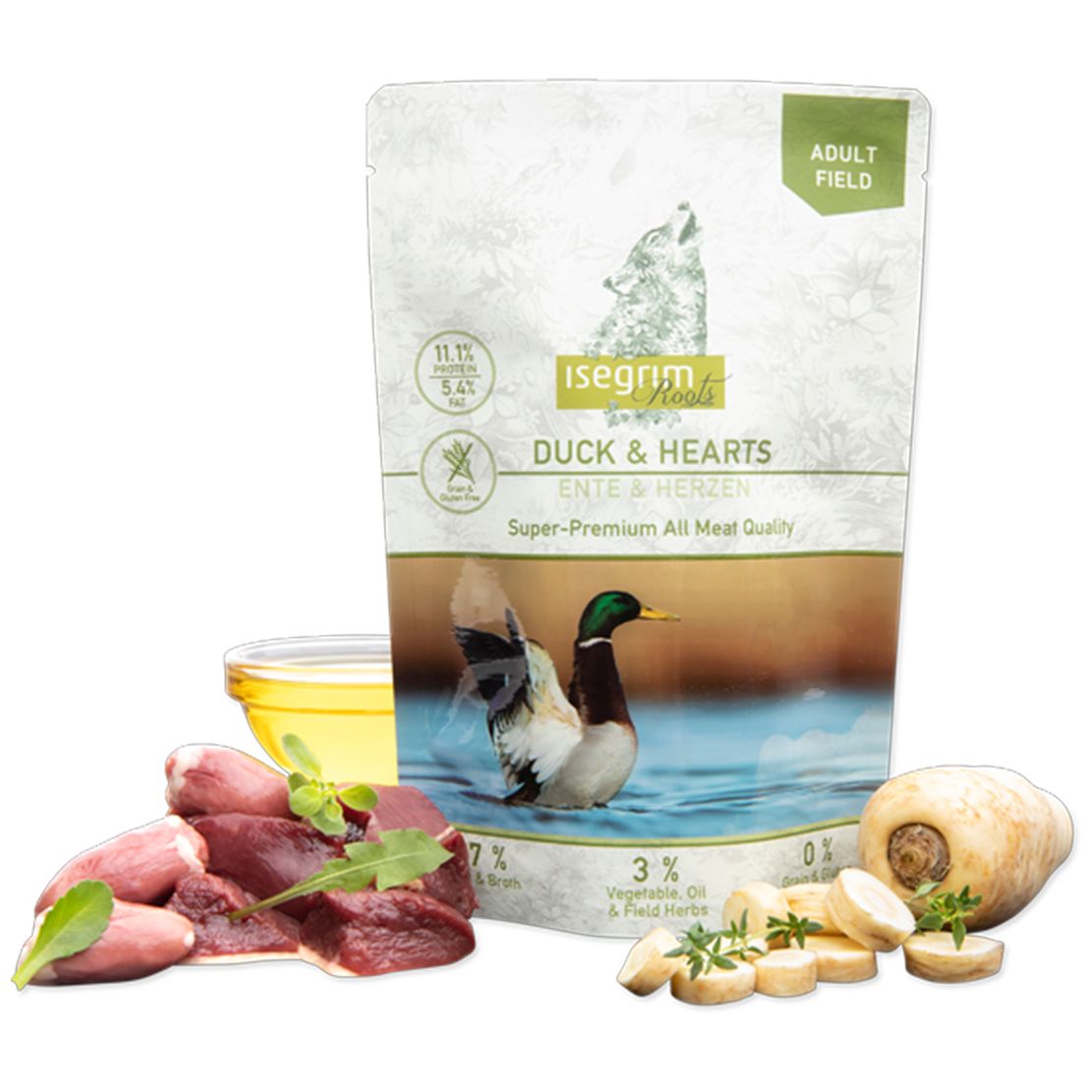 ISEGRIM Roots Adult Duck & Hearts 410 g