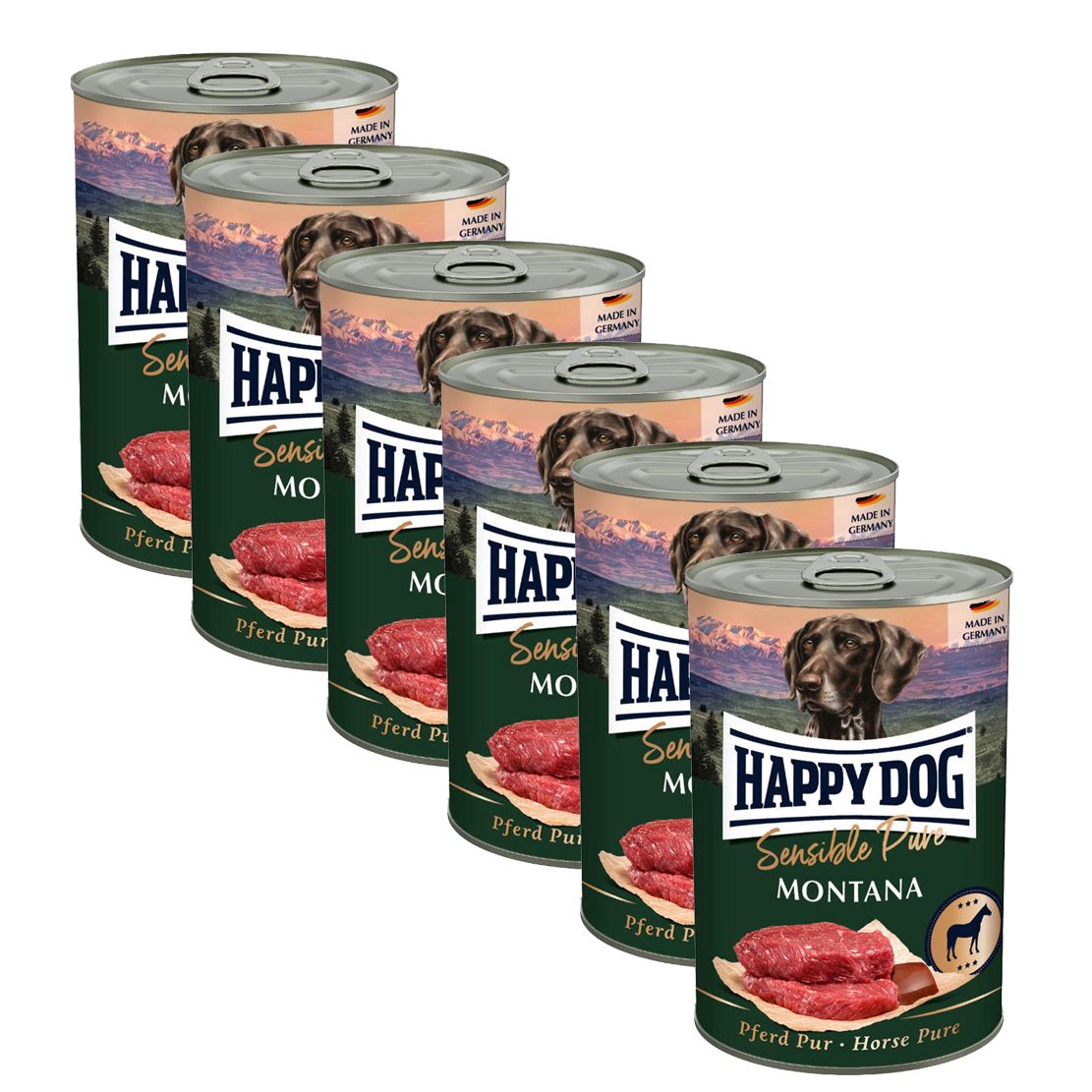 Happy Dog Pferd Pure Montana - 6 x 400 g / konj